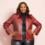 Red sheep leather plus size customized jacket for women